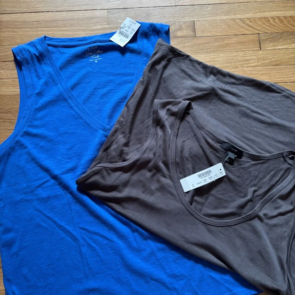 J. Crew Tank Top Bundle Women Medium Capsule Classic Basic Gray Blue NWT Staple
